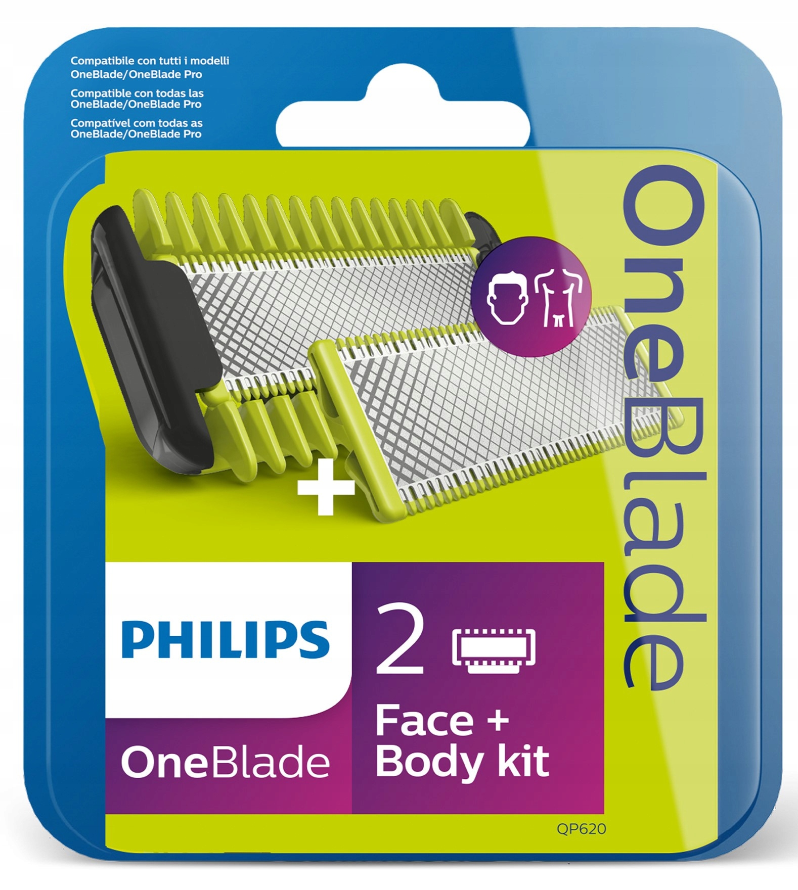 Sada náplní pre holiace strojčeky Philips OneBlade Face + Body QP620/50